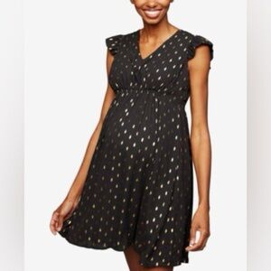 Collective Concepts Maternity Black‎ and Gold Dress Size L